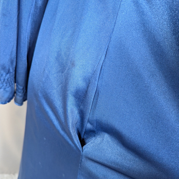 70s Vintage René Blue Satin Lace Nightgown & Robe Set 1970s Glam Lingerie - Picture 13 of 16